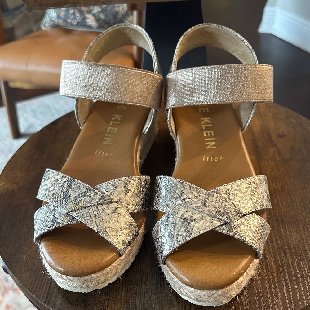 Anne Klein Tan and Snakeskin Espadrilles